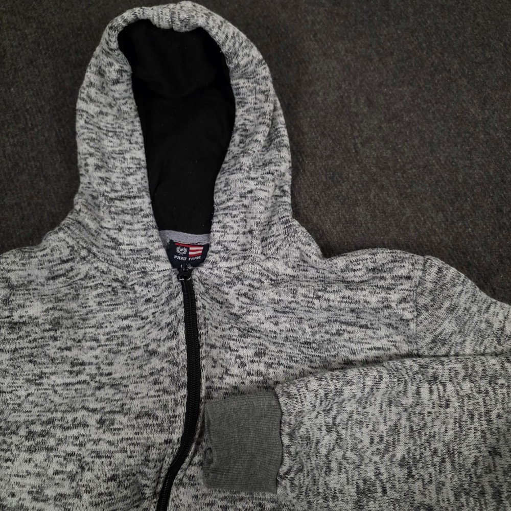 Phat Farm Women's Gray Marled Knit Full Zip Hoodie Jacket‎ Size L